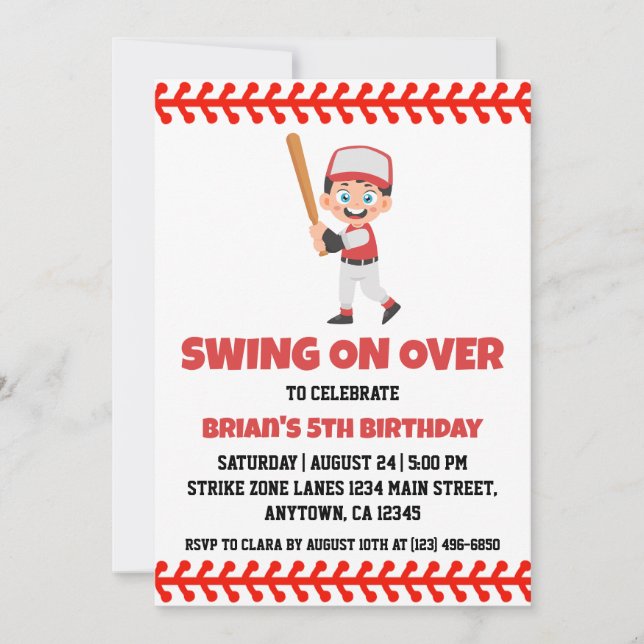 Invitations de base-ball pour enfants sportifs (Devant)