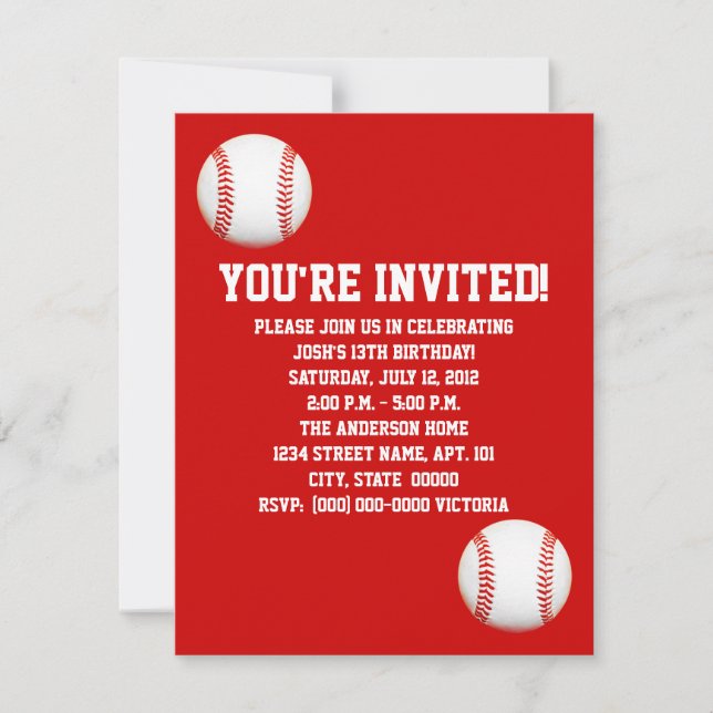 Invitations de baseball (Devant)