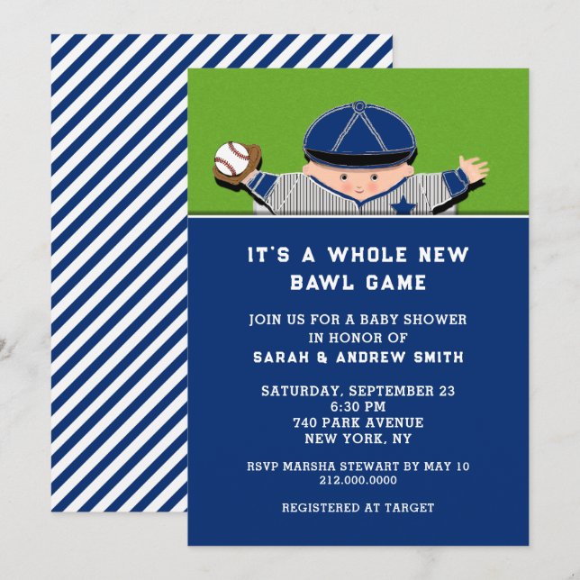 Invitations de baseball Baby Shower (Devant / Derrière)