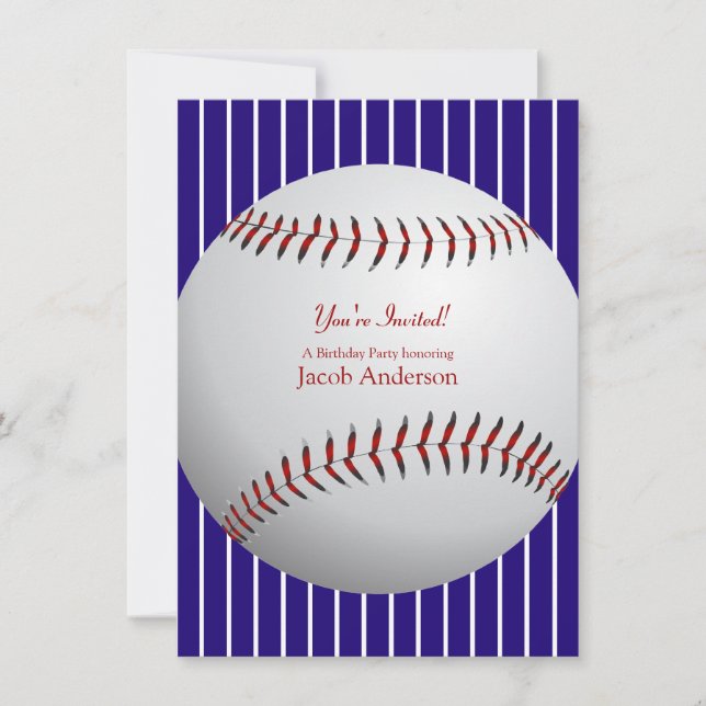 Invitations de baseball (bandes bleues) (Devant)