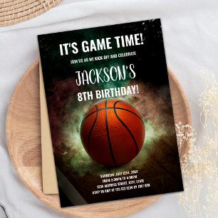 Invitations de basket-ball Green White Cloud