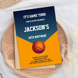 Invitations de basket-ball orange vert