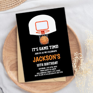 Invitations de basketball Black Basket