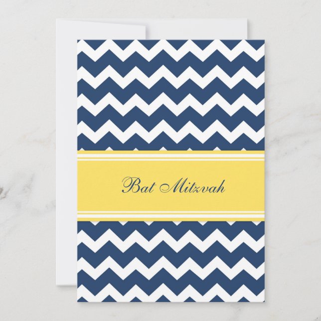 Invitations de Bat mitzvah Citron Blue Chevron (Devant)