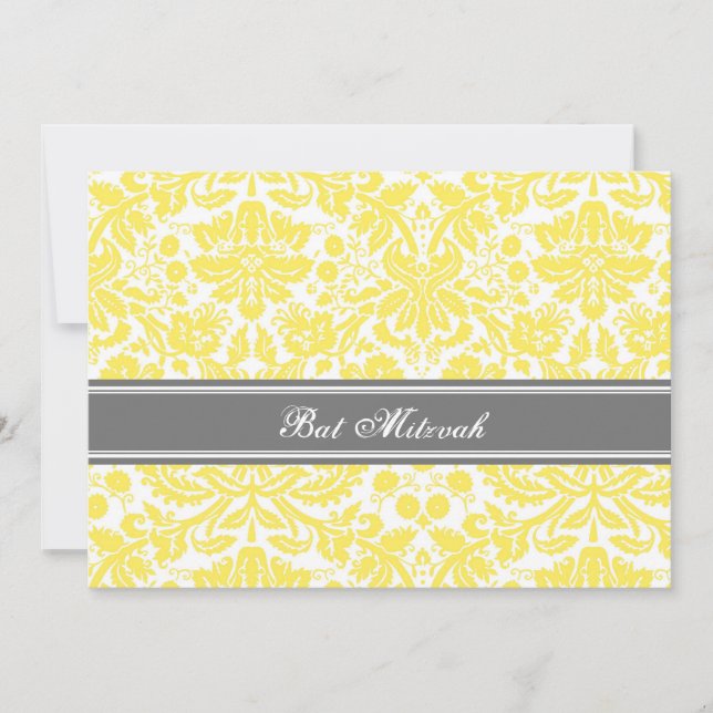 Invitations de Bat mitzvah Damas gris citron (Devant)