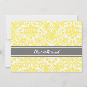 Invitations de Bat mitzvah Damas gris citron