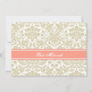 Invitations de Bat mitzvah en damas beige de Corai