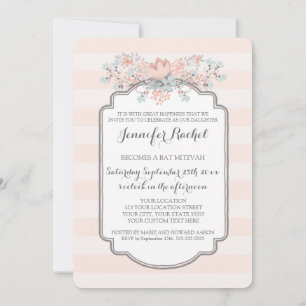Invitations de Bat mitzvah floraux Vintages