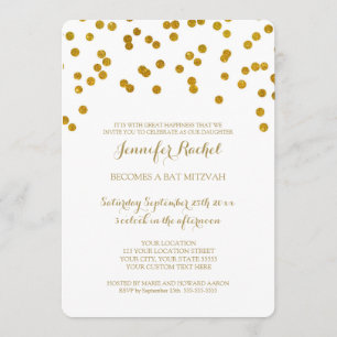Invitations de Bat mitzvah Gold Confetti