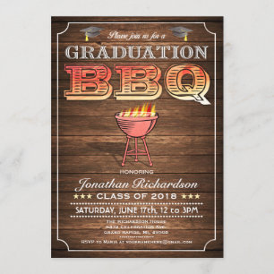 Invitations de BBQ d'obtention du diplôme (gril et