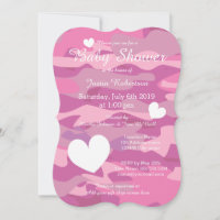 Invitations de bébé camo de l'armée rose avec le c