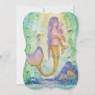 Invitations de bébé maman mermaid