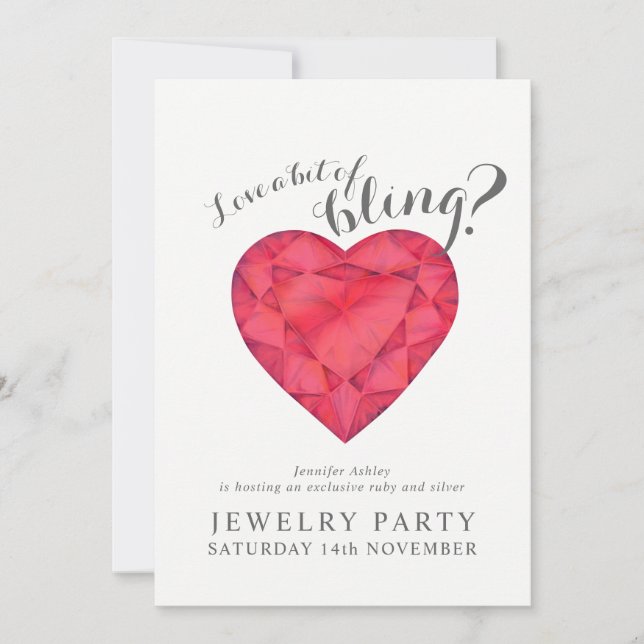 Invitations de bijoux ruby amour bling (Devant)