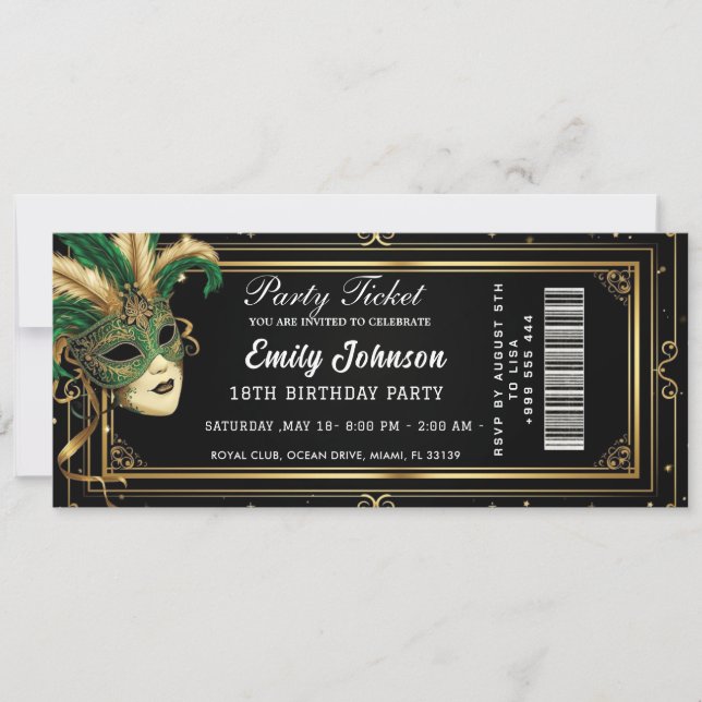  invitations de billet de parti bleu  (Devant)