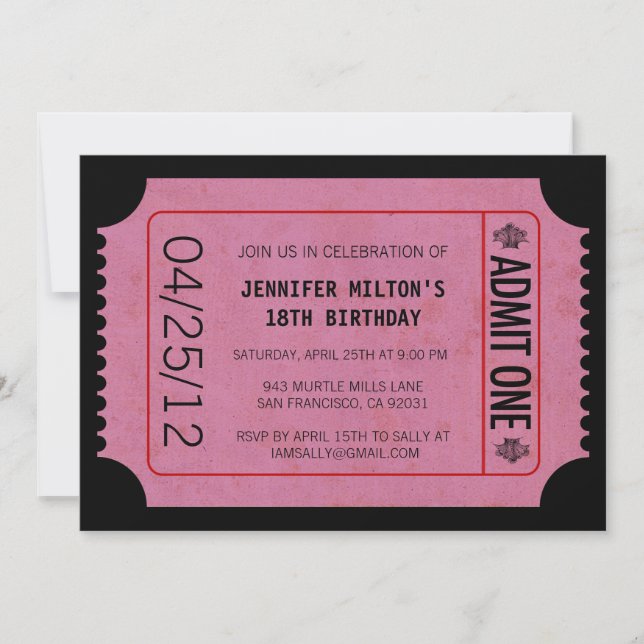 Invitations de billets de cinéma (Devant)