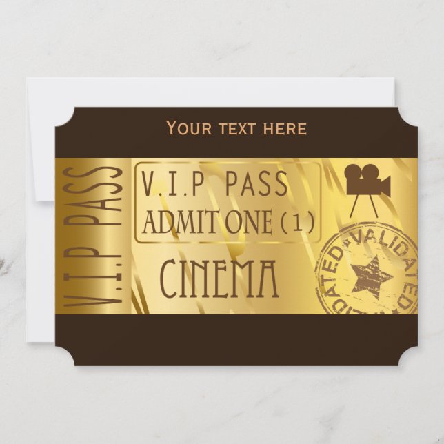 Invitations de billets de cinéma d'or (Devant)