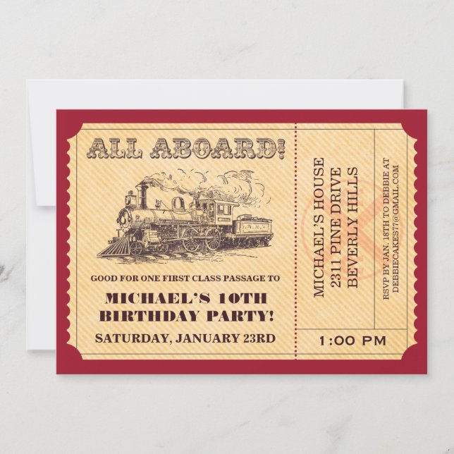 Invitations de billets de train (Devant)