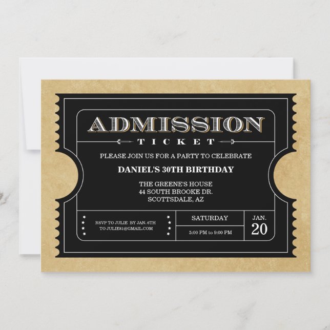 Invitations de billets noirs (Devant)