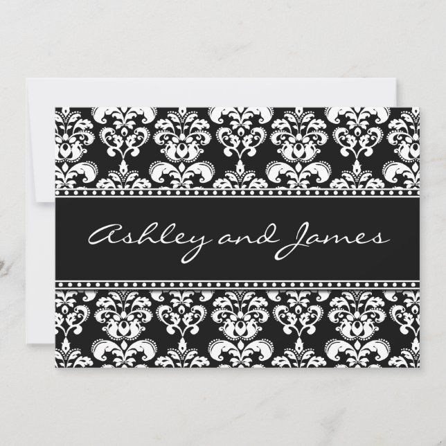 Invitations de Black and White Mariage damassé (Devant)