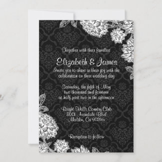Invitations de Black Mariage damassé