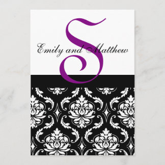 Invitations de Black Mariage damassé Monogrammes v
