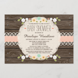 INVITATIONS DE BOHO BABY SHOWE FLORAL BLANC