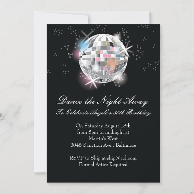 Invitations de boule de disco (Devant)