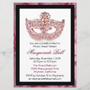 Invitations de boules Masquerade Sweet sixteen per