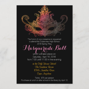 Invitations de boules personnalisées Masquerade -