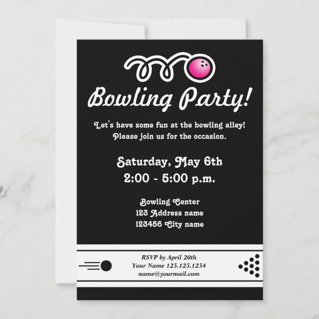 Invitations de Bowling (Devant)