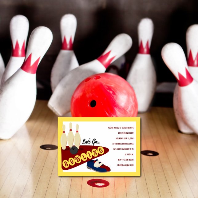 Invitations de Bowling Anniversaire (Créateur téléchargé)