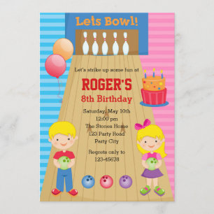 Invitations de bowling (Boy Girl Twins Blonde)