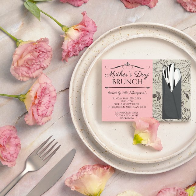 Invitations de brunch de la fête des mères (rose) (Créateur téléchargé)