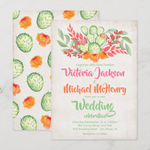 Invitations de cactus Mariages mexicains en aquare