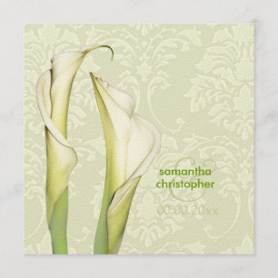 Invitations de calla lillies/mariage damassé d'ivo