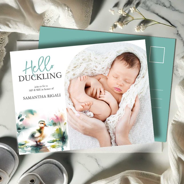 Invitations de canards Sip et voir Baby shower Boy (Sip and see baby shower invitations boy watercolor duck by Do Tell A Belle)