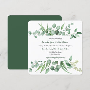 Invitations de Carrés Feuilles de cadre Eucalyptus