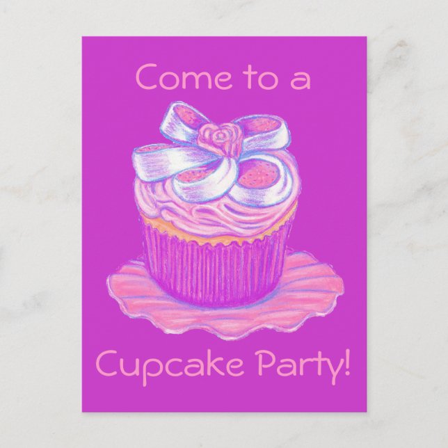 Invitations de carte postale Cupcake Party (Devant)