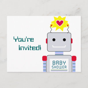 Invitations de cartes postales Baby showers roboti