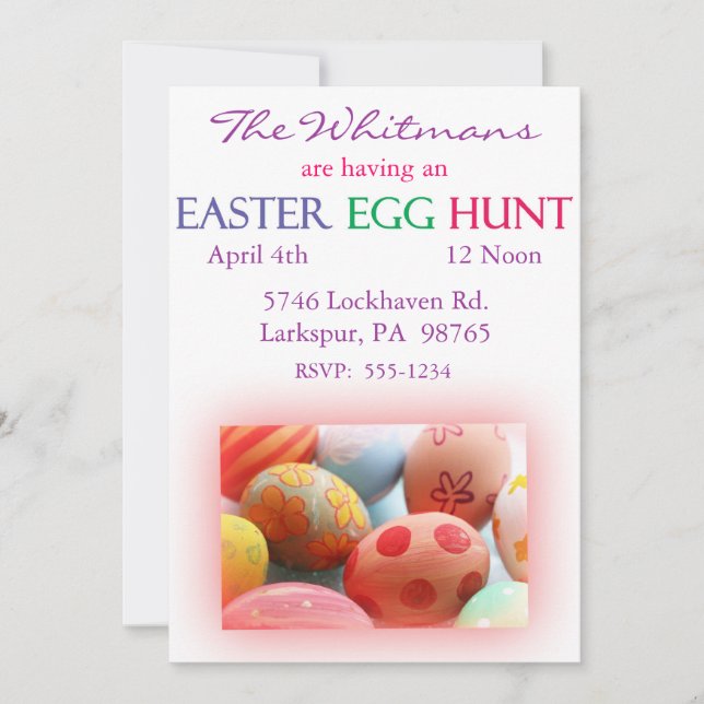 Invitations de chasse aux oeufs de Pâques (Devant)