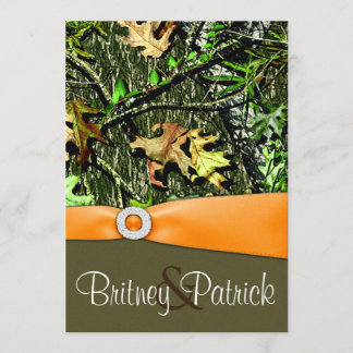 Invitations de chasse oranges chiques de mariage