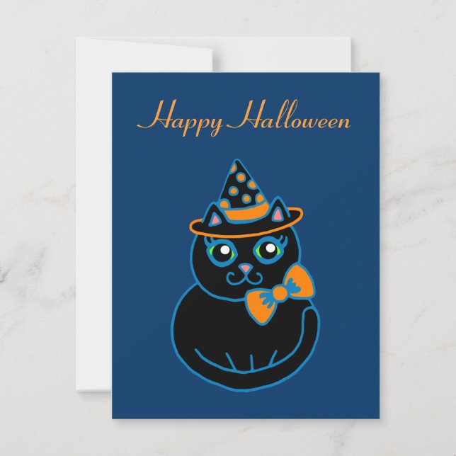 Invitations de chats d'Halloween (Devant)
