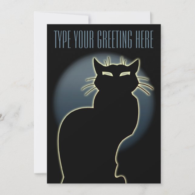 Invitations de chats noirs Cartes d'Halloween pers (Devant)