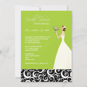 Invitations de chaux et de douche nuptiale noire