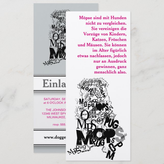 Invitations de chiens carlins (Devant / Derrière)