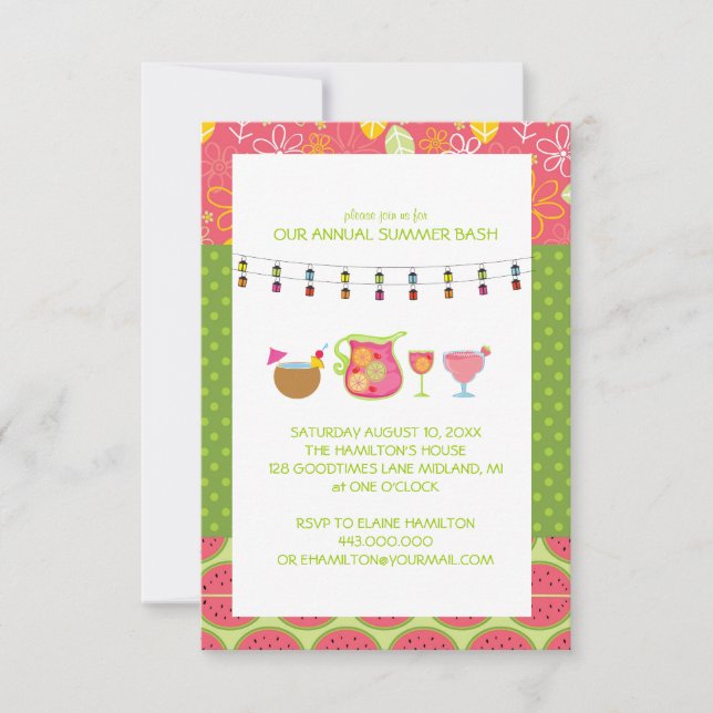 Invitations de Cocktail d'été amusant (Devant)