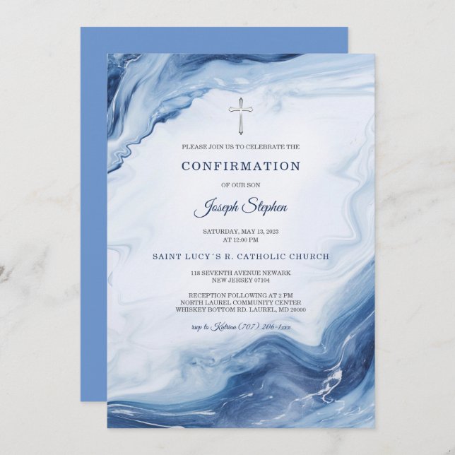 Invitations de confirmation de garçon personnalisé (Devant / Derrière)