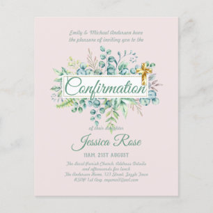 Invitations de confirmation Eucalyptus Greenery Bu