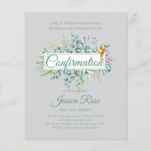 Invitations de confirmation Eucalyptus Greenery Bu