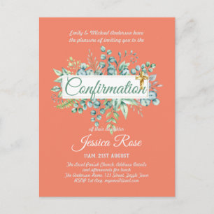 Invitations de confirmation Eucalyptus Greenery Bu